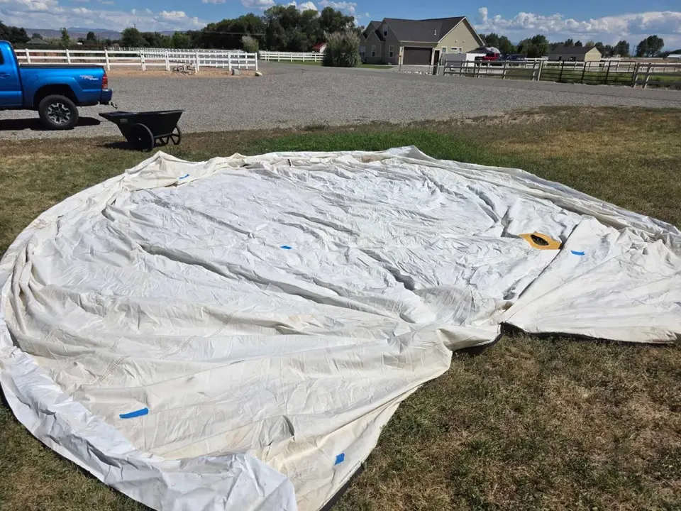 Before: Wall Tent — Multiple Hole Repairs & Stove Pipe Outlet Flap Replacement