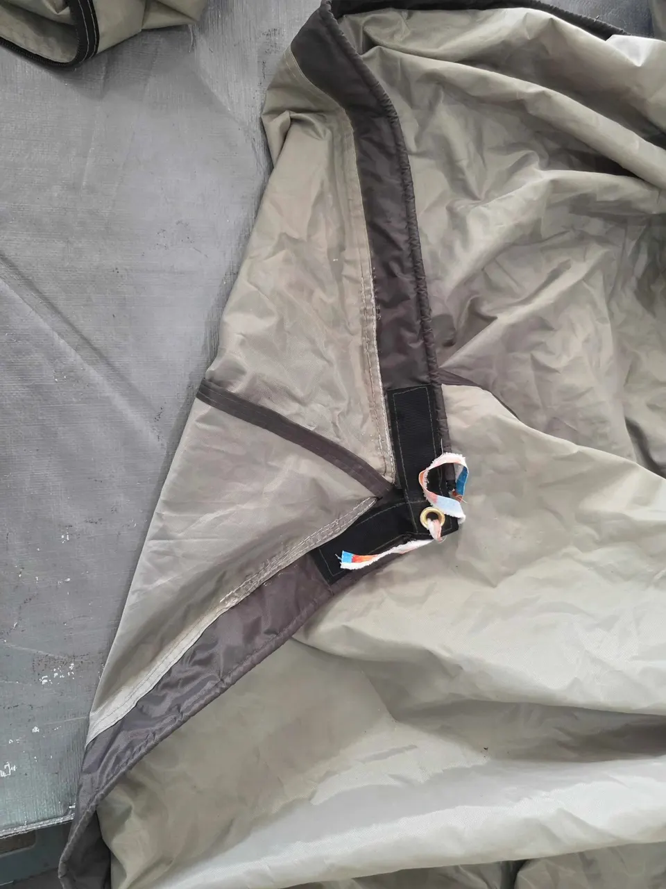Before: Cabela's Tent — Corner Re-Stitch